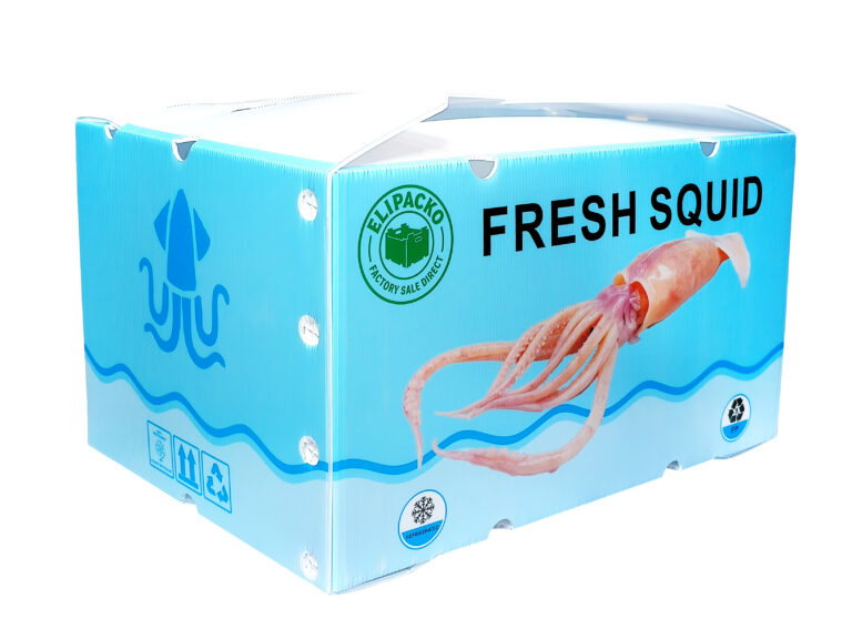 Close-up of moisture-resistant internal coating in a seafood box