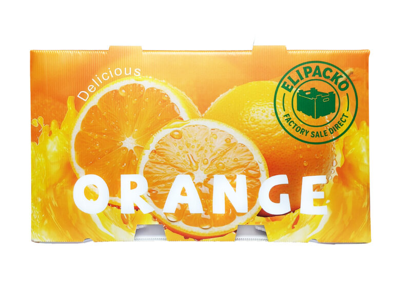 Ventilated cardboard orange crate with water-resistant coating