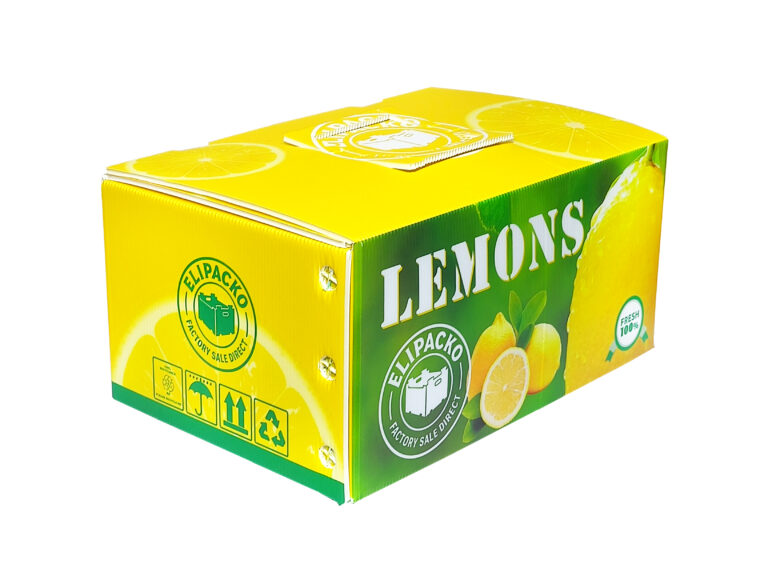 Ventilated cardboard lemon crate with moisture-resistant coating