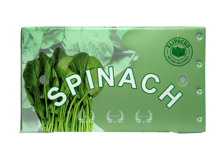 Ventilated cardboard spinach crate designed for rapid hydro-cooling