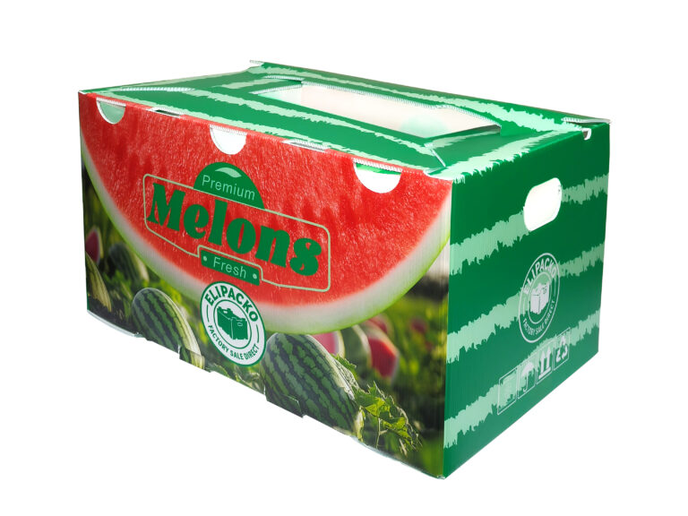 Reinforced double-wall cardboard melon crate for high-weight capacity