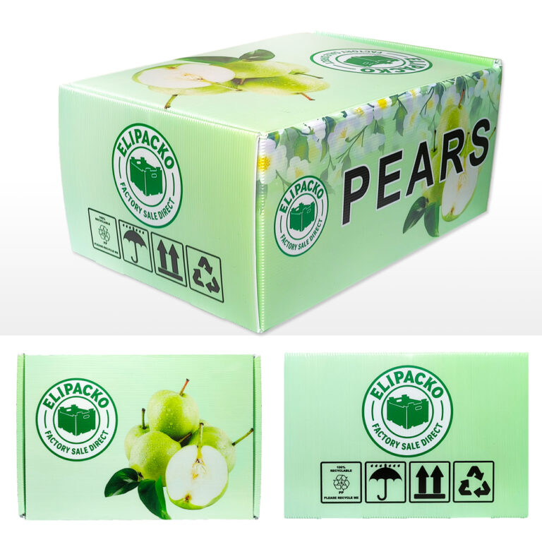 Custom corrugated pear box with protective inserts for premium fruit export