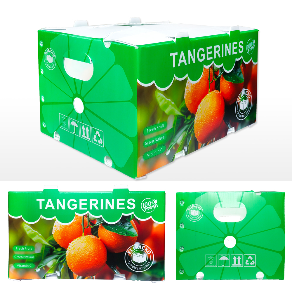 Tangerine Box Reinforced corrugated tangerine box with custom branding for citrus export