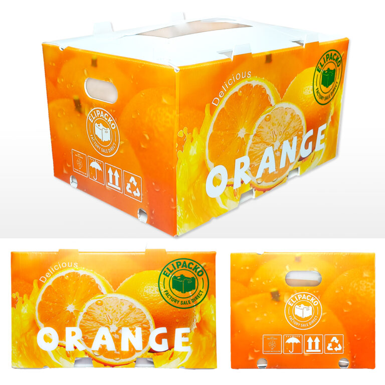 Heavy-duty corrugated orange box for citrus export and storage