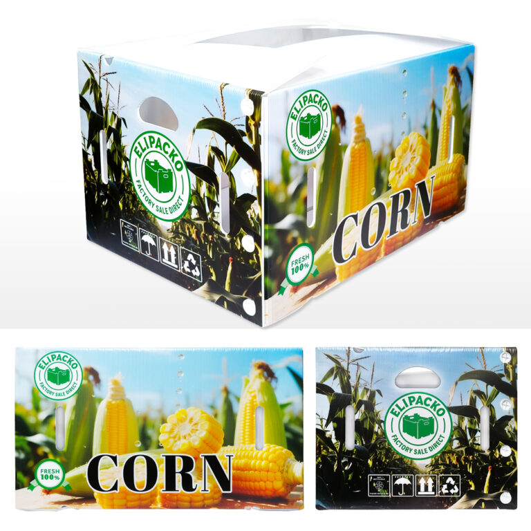 Heavy-duty corrugated corn box with large ventilation holes for fresh sweet corn