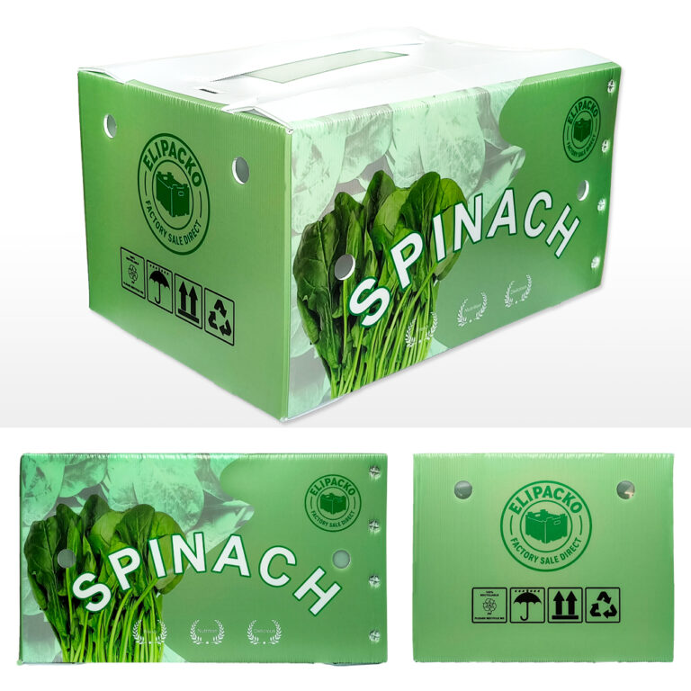 Moisture-resistant corrugated spinach box for fresh leaf vegetable transport