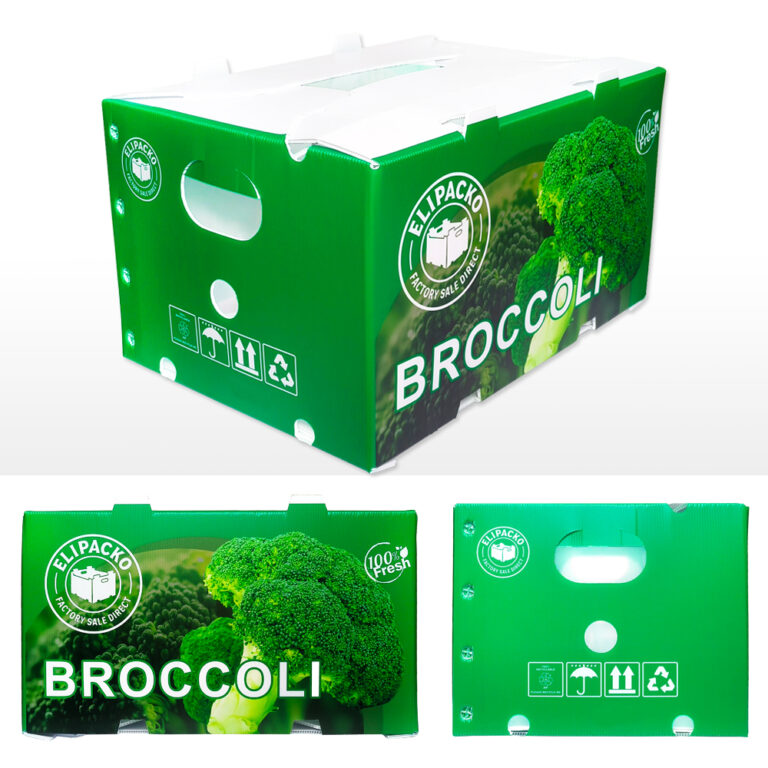 Water-resistant corrugated broccoli box for iced vegetable shipping