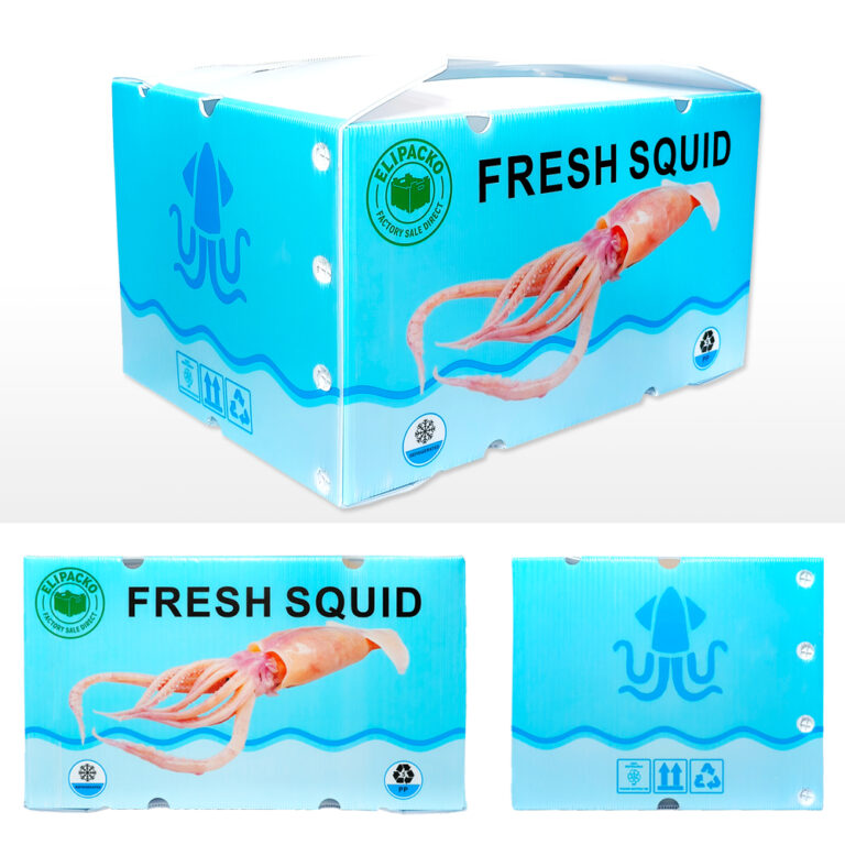Custom leak-resistant corrugated squid box for seafood wholesale